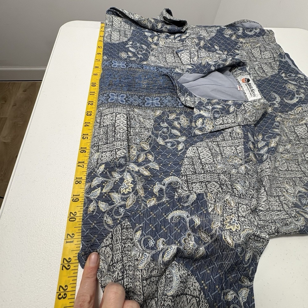 Batik Keris Men Short Sleeve Button Up Shirt Size 16.5 Blue Silky Polyester Asia - Picture 10 of 13